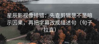 星辰影视像排错：先查剪辑是不是暗示因果，再把字幕改成描述句（句子拉直）